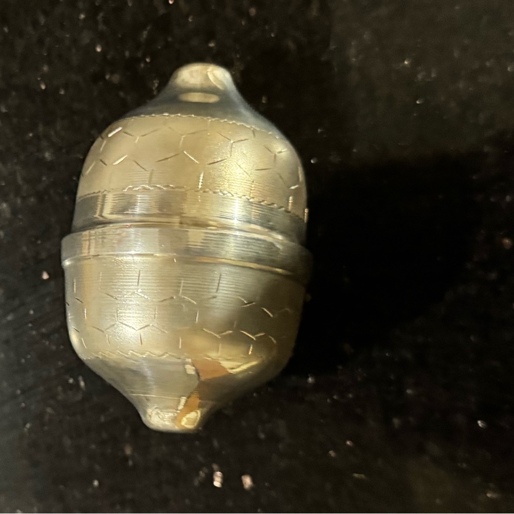 Metal Acorn-Shaped Trinket Box - Silver Tone